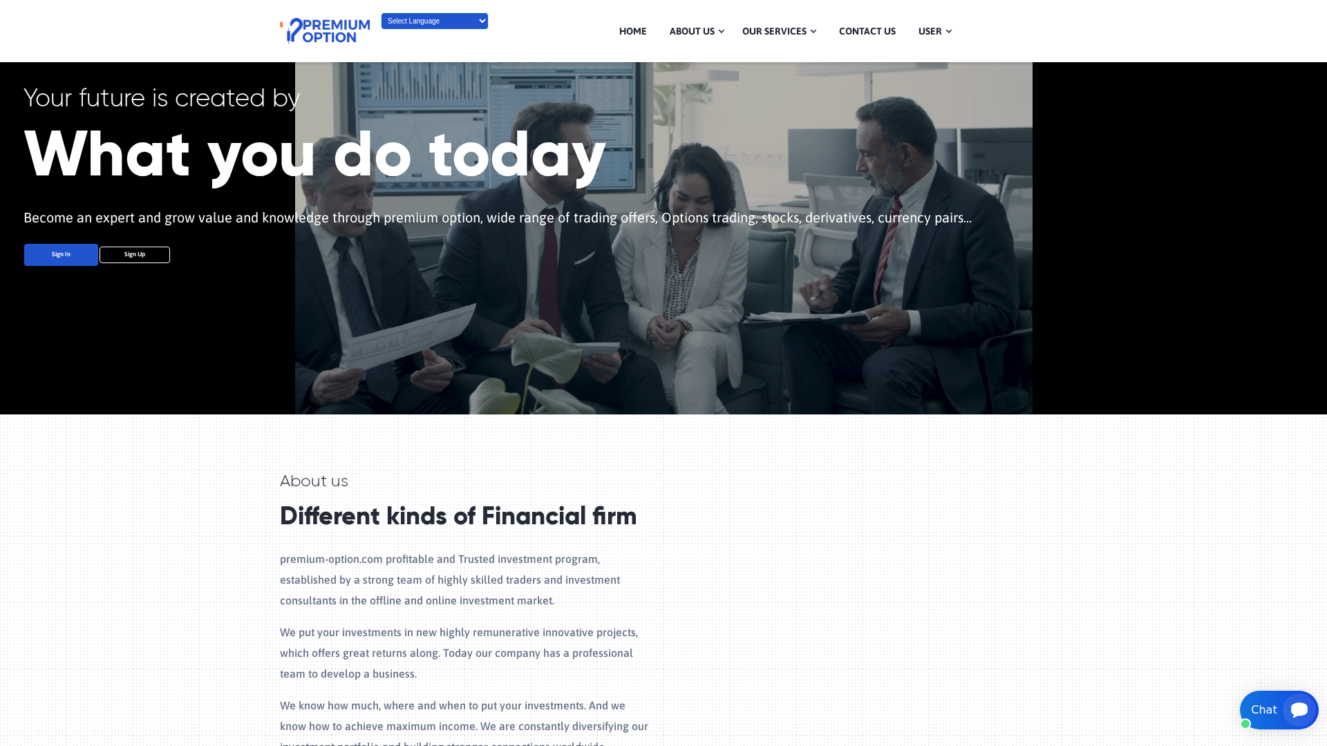 Screenshot of premium-option.com