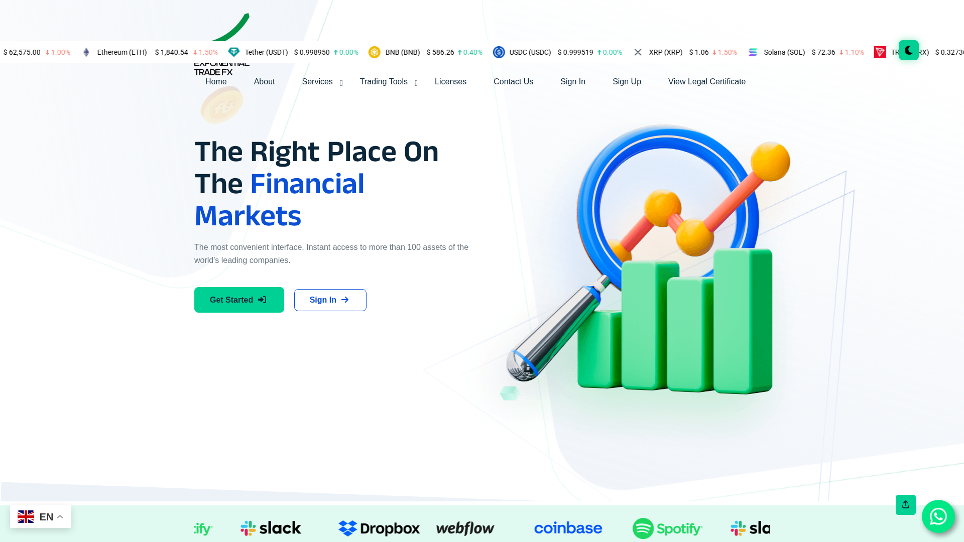 Screenshot of exponential-trade.com