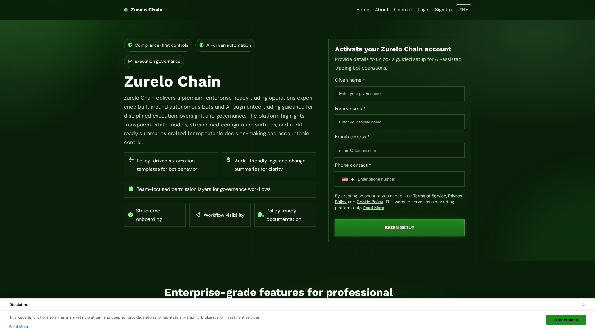 Screenshot of zurelochain.digital