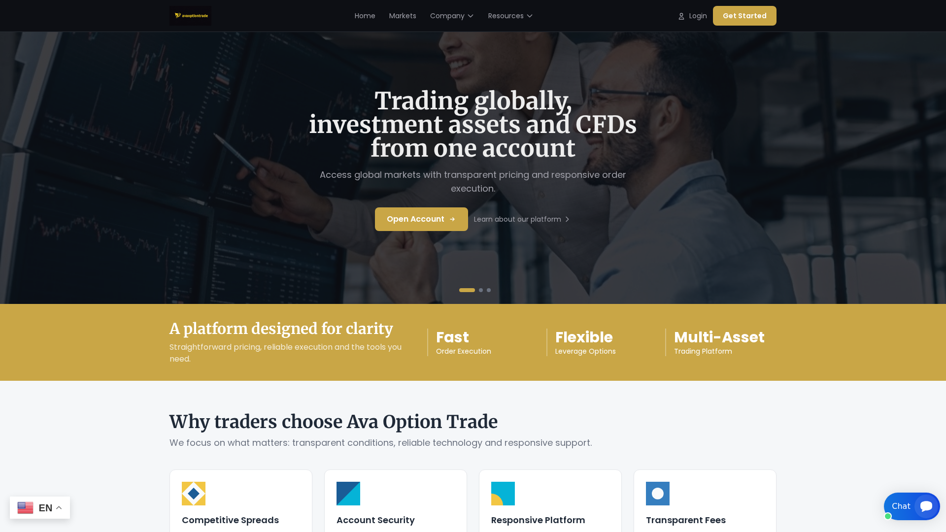 Screenshot of avaoptiontrade.com