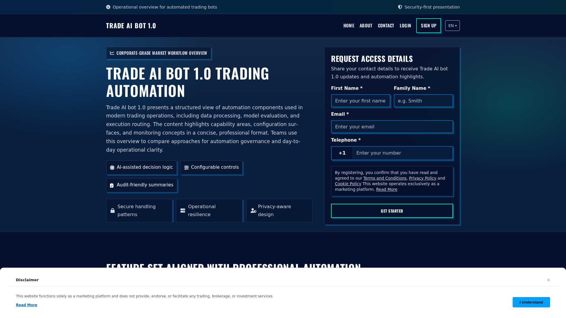 Screenshot of tradeaibot1.com