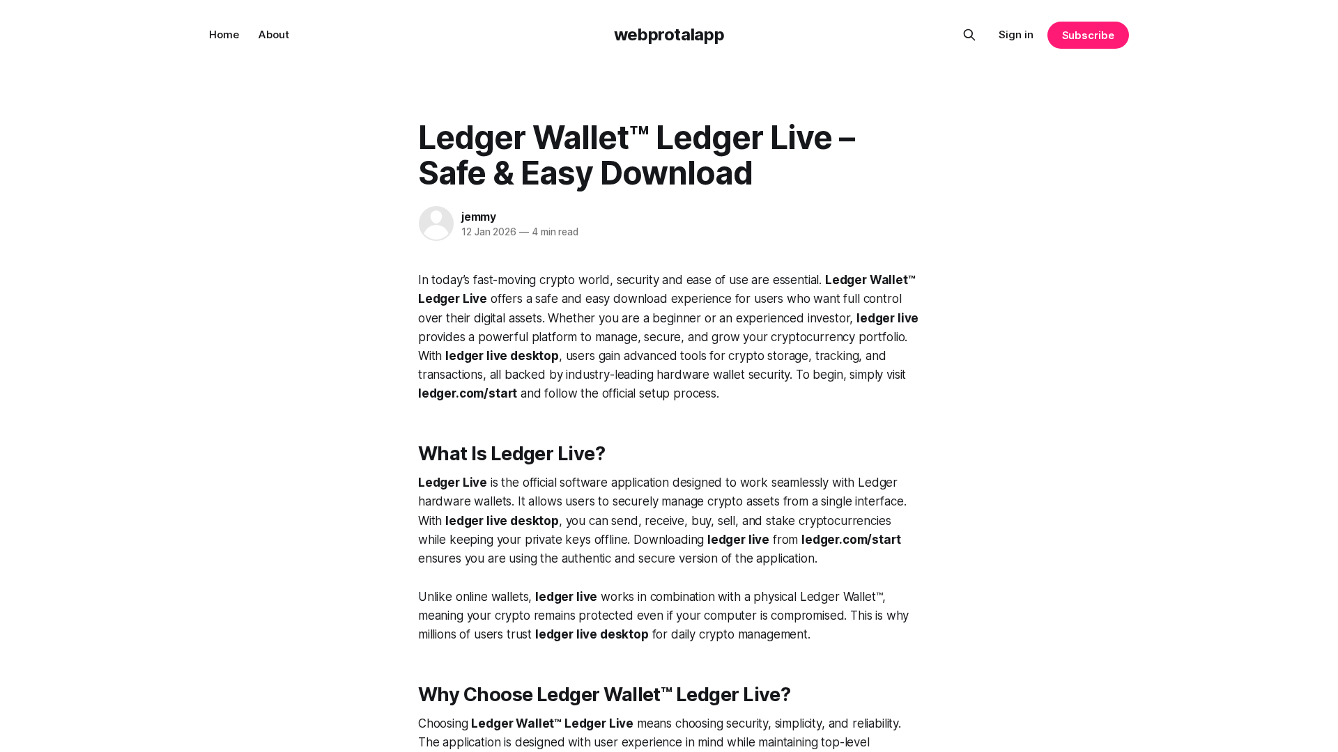 Screenshot of webprotalapp.ghost.io