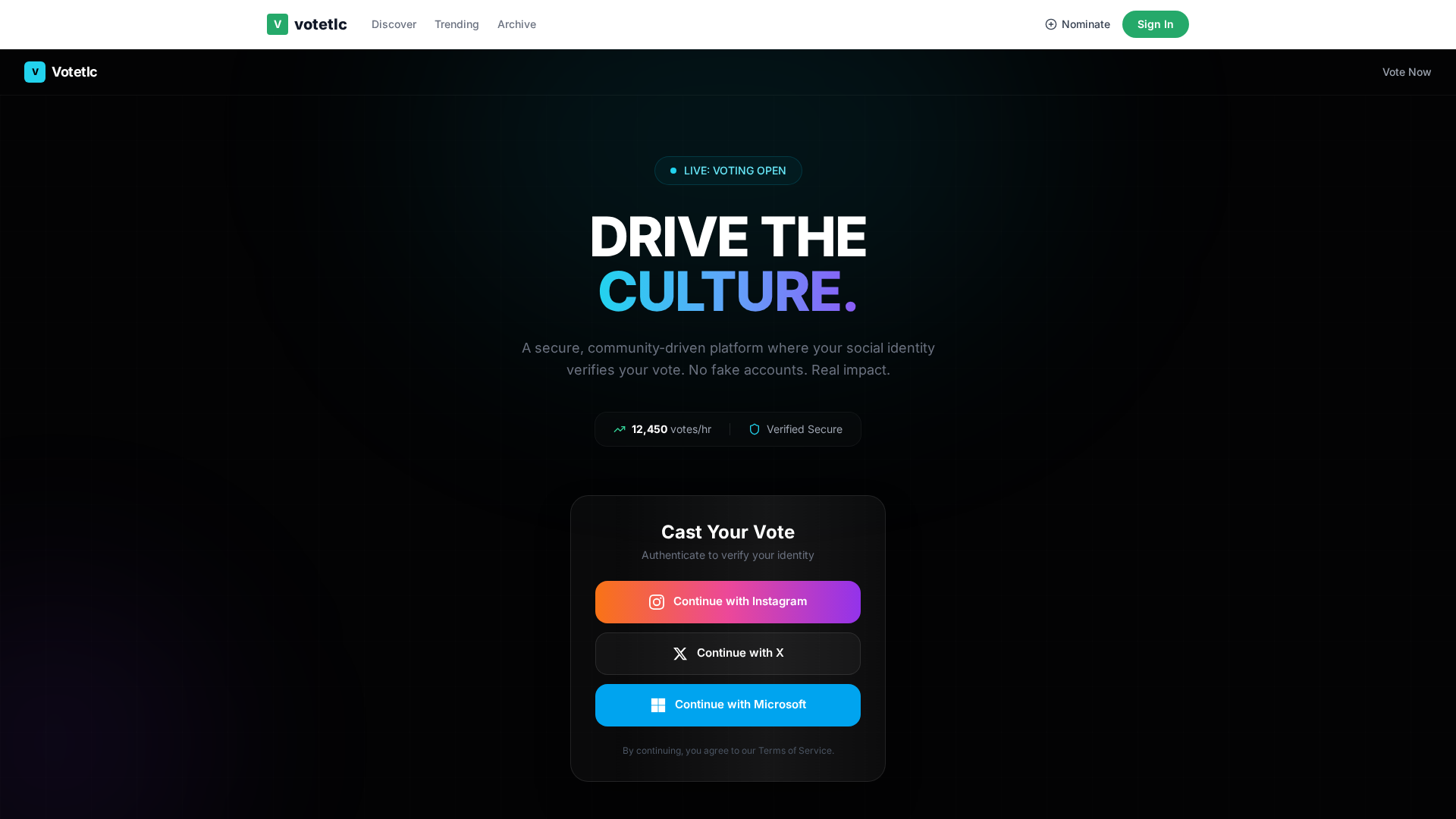 Screenshot of votetlc.org