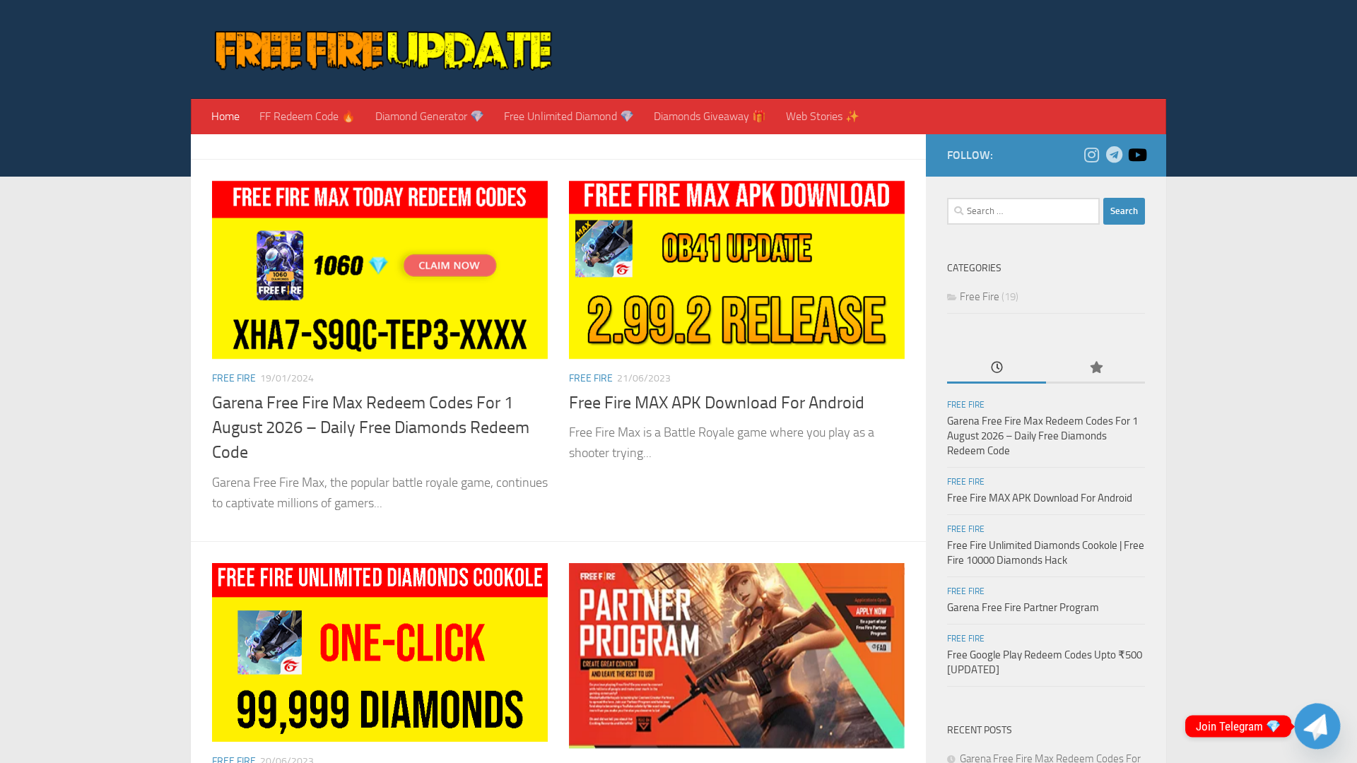 Screenshot of freefireupdate.com