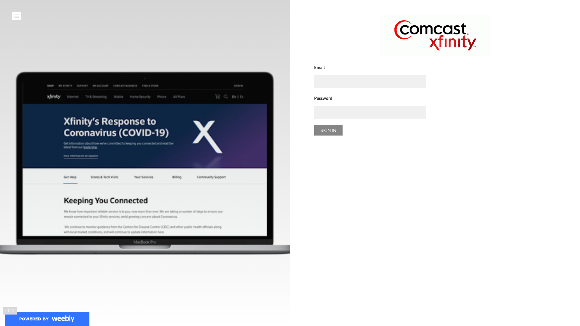 Screenshot of www.signinxfinity.weebly.com