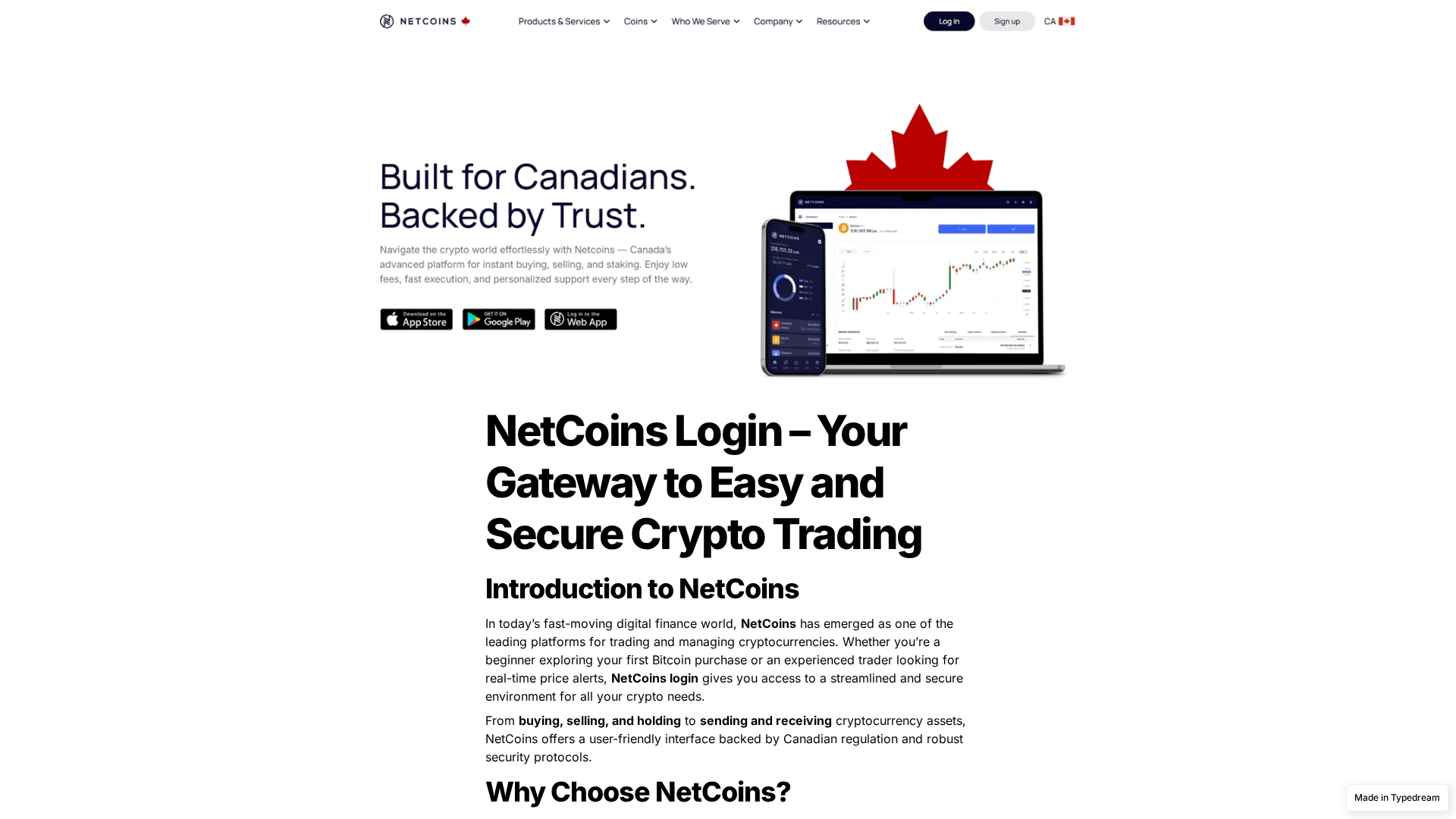 Screenshot of netcoins-login-net.typedream.app