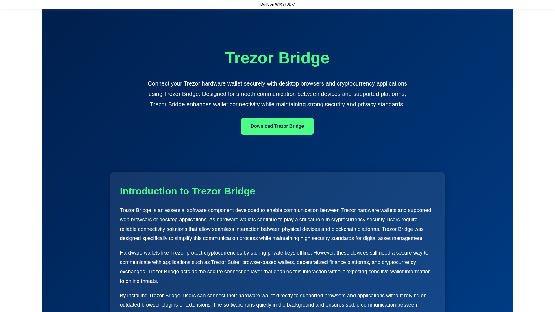 Screenshot of my-bridge.wixstudio.com