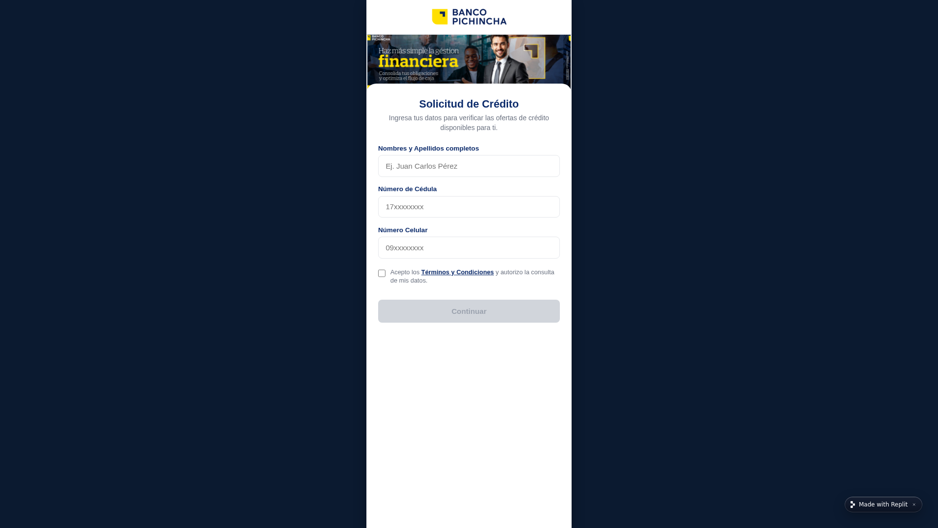Screenshot of creditecuador-25--credecuador.replit.app