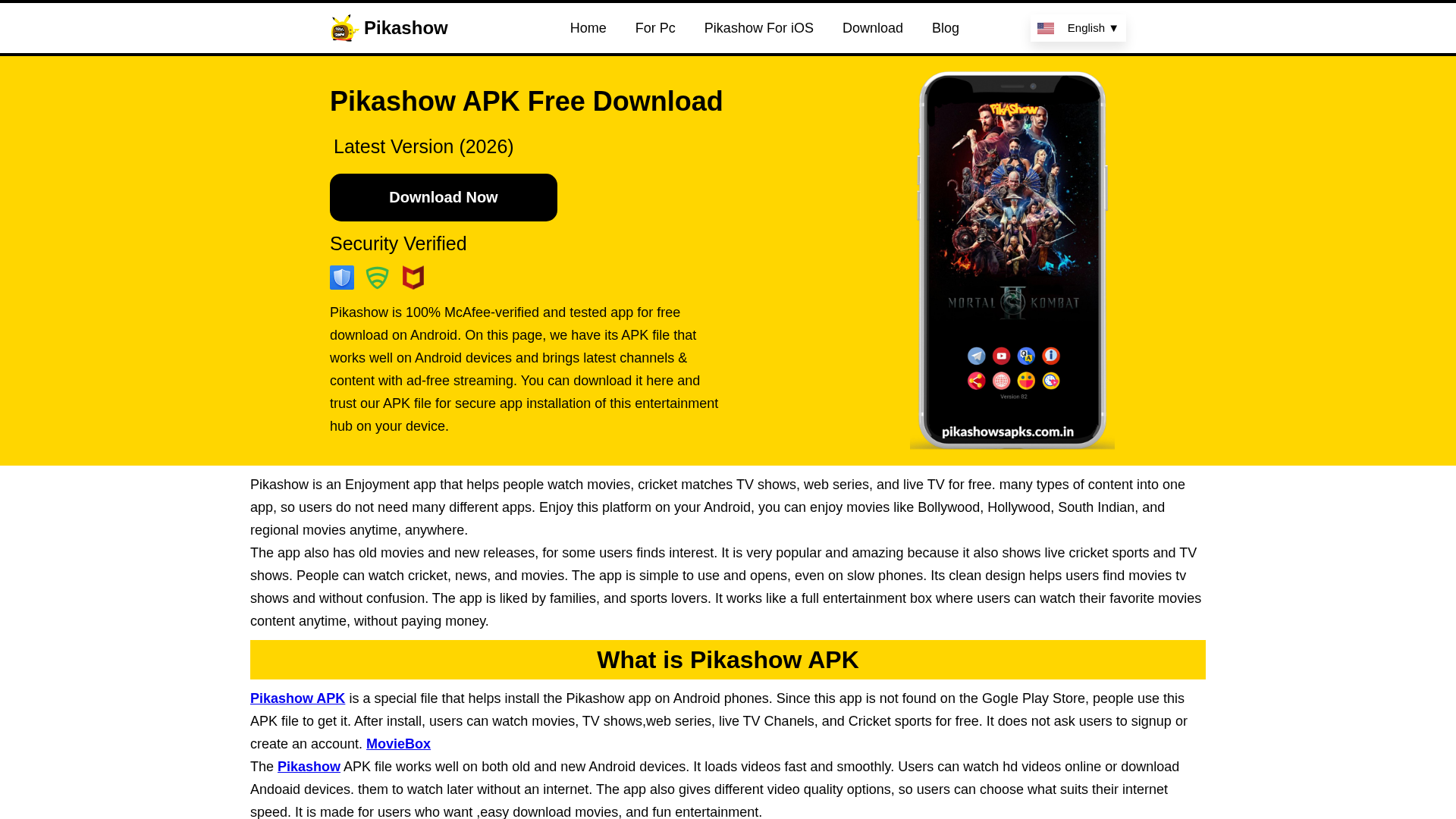 Screenshot of pikashowsapks.com.in