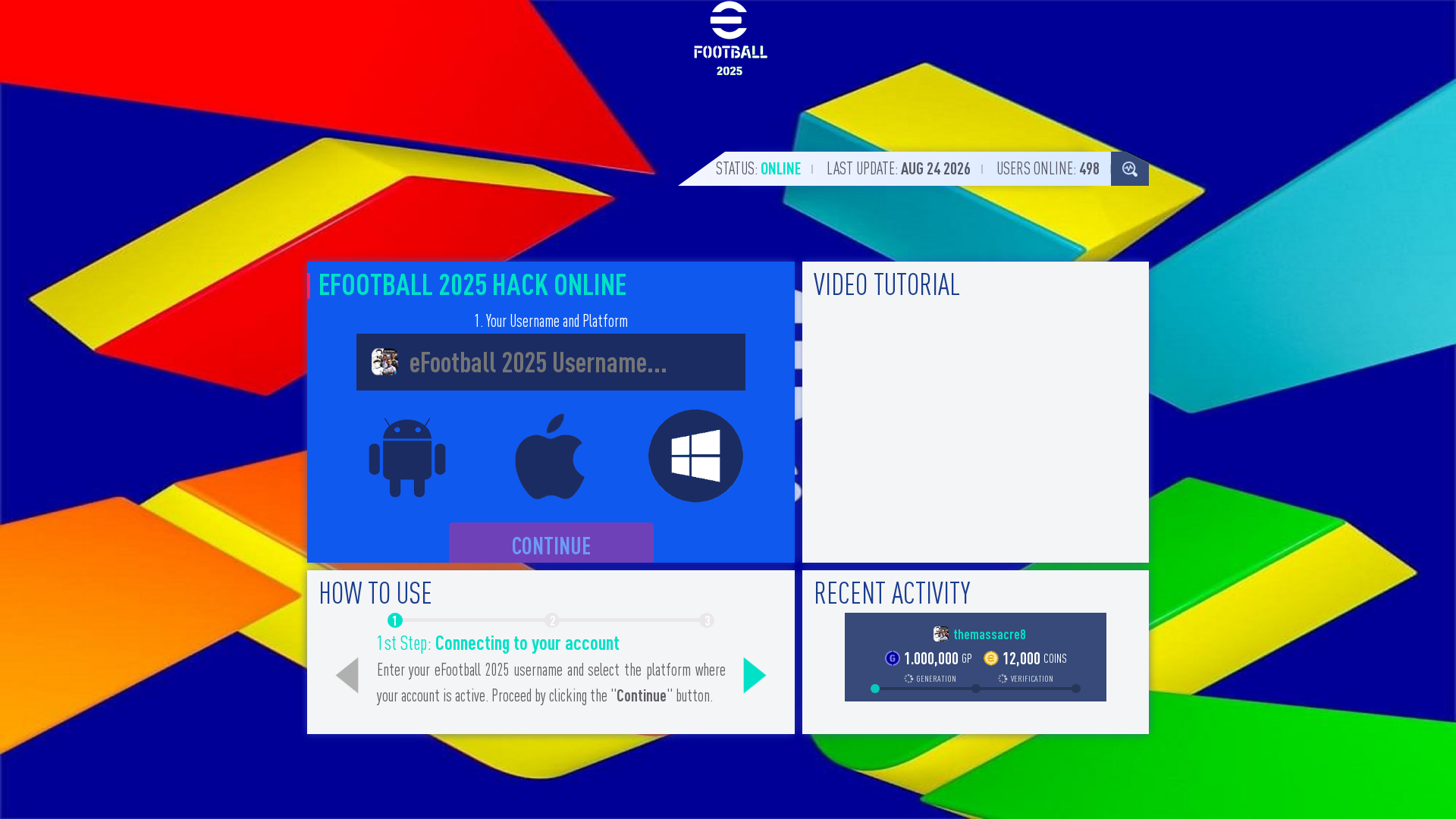 Screenshot of efootball2025hack.cheatmodonline.com