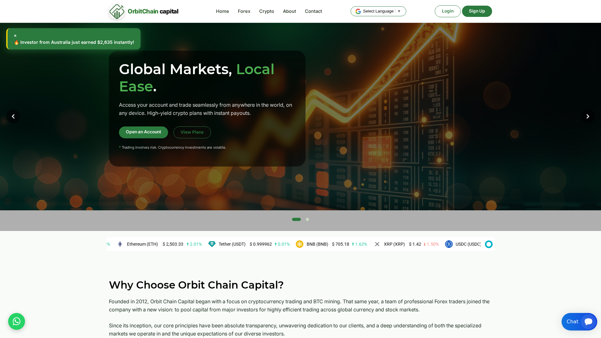 Screenshot of orbitchaincapital.com