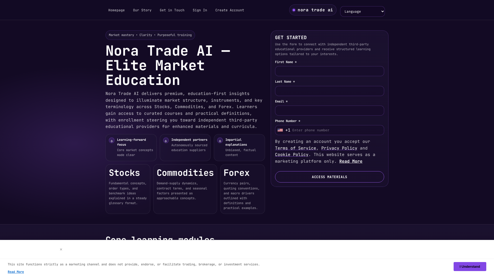 Screenshot of noratradeai.digital