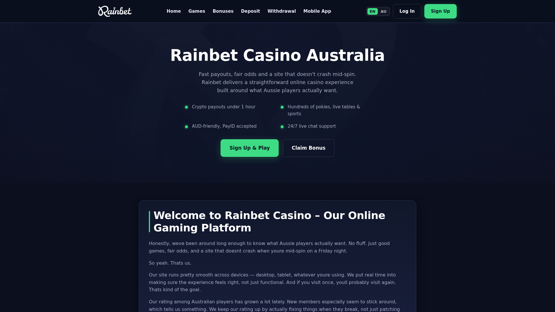 Screenshot of aus-rainbet.com
