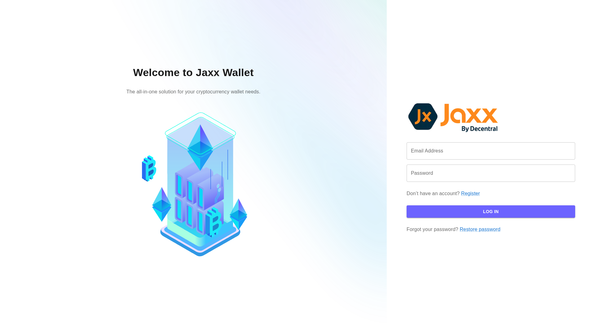 Screenshot of jaxxwallet.eu