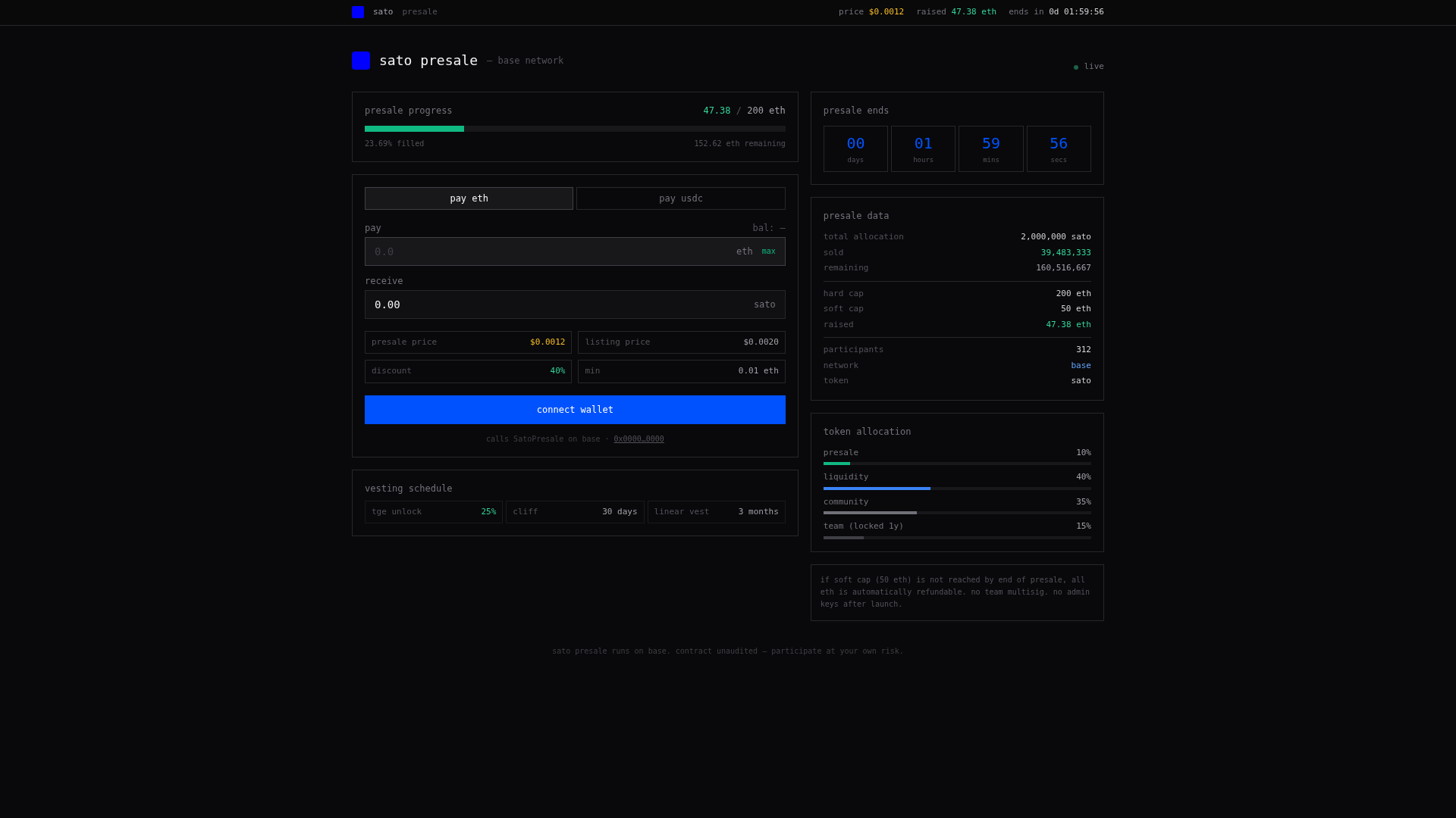 Screenshot of presale-sat0.com
