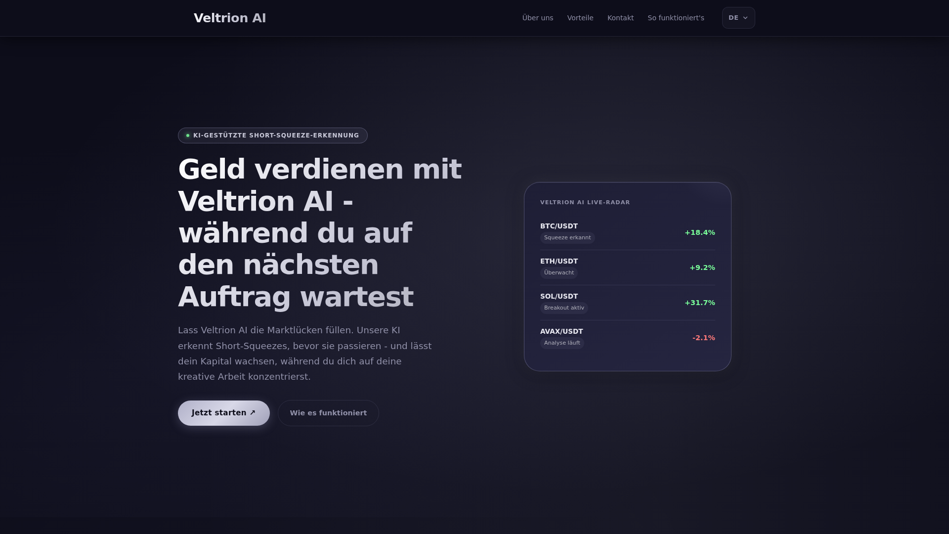 Screenshot of veltrionaitrade.de