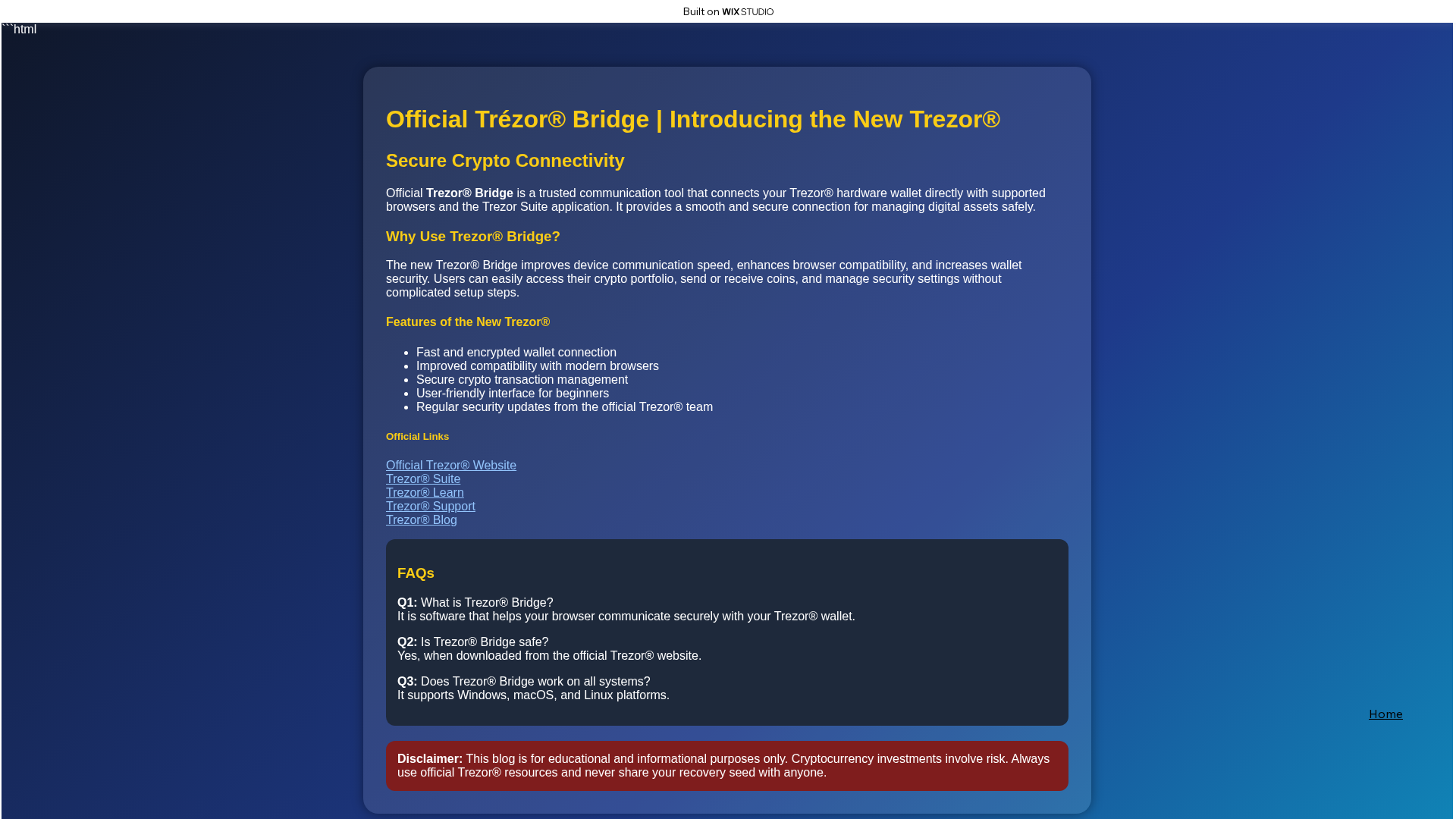 Screenshot of bridgeweb-hub.wixstudio.com