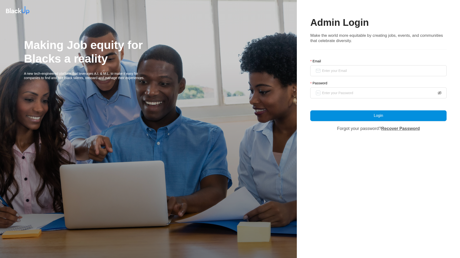 Screenshot of admin-dev.blackuptech.com