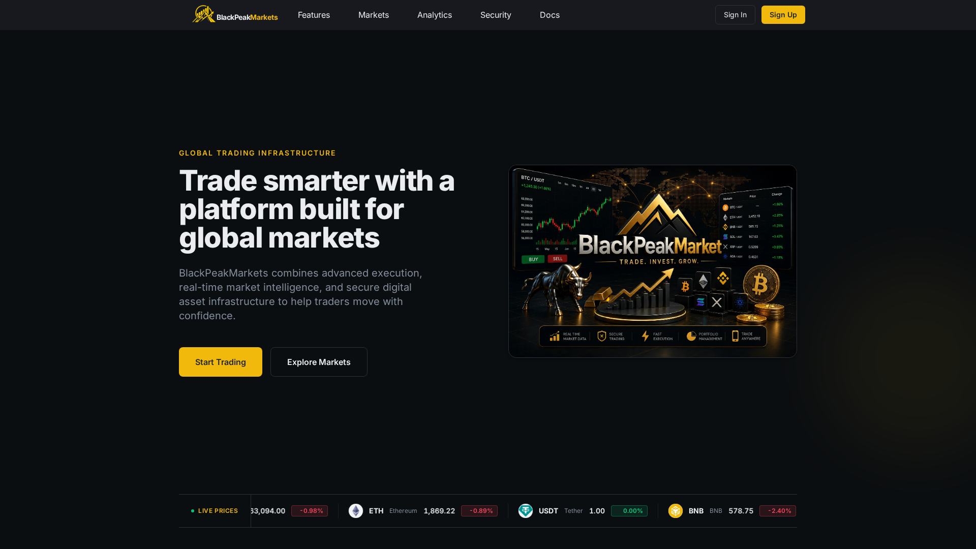 Screenshot of blackpeakmarkets.com