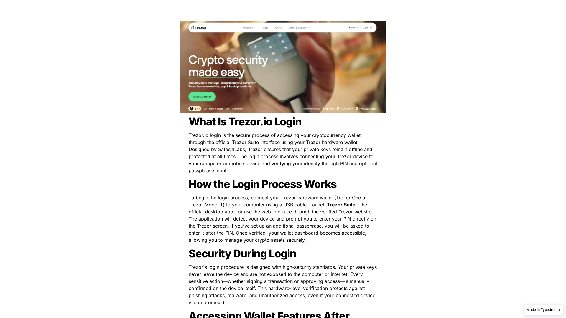 Screenshot of web-login-trezors-en-us.typedream.app
