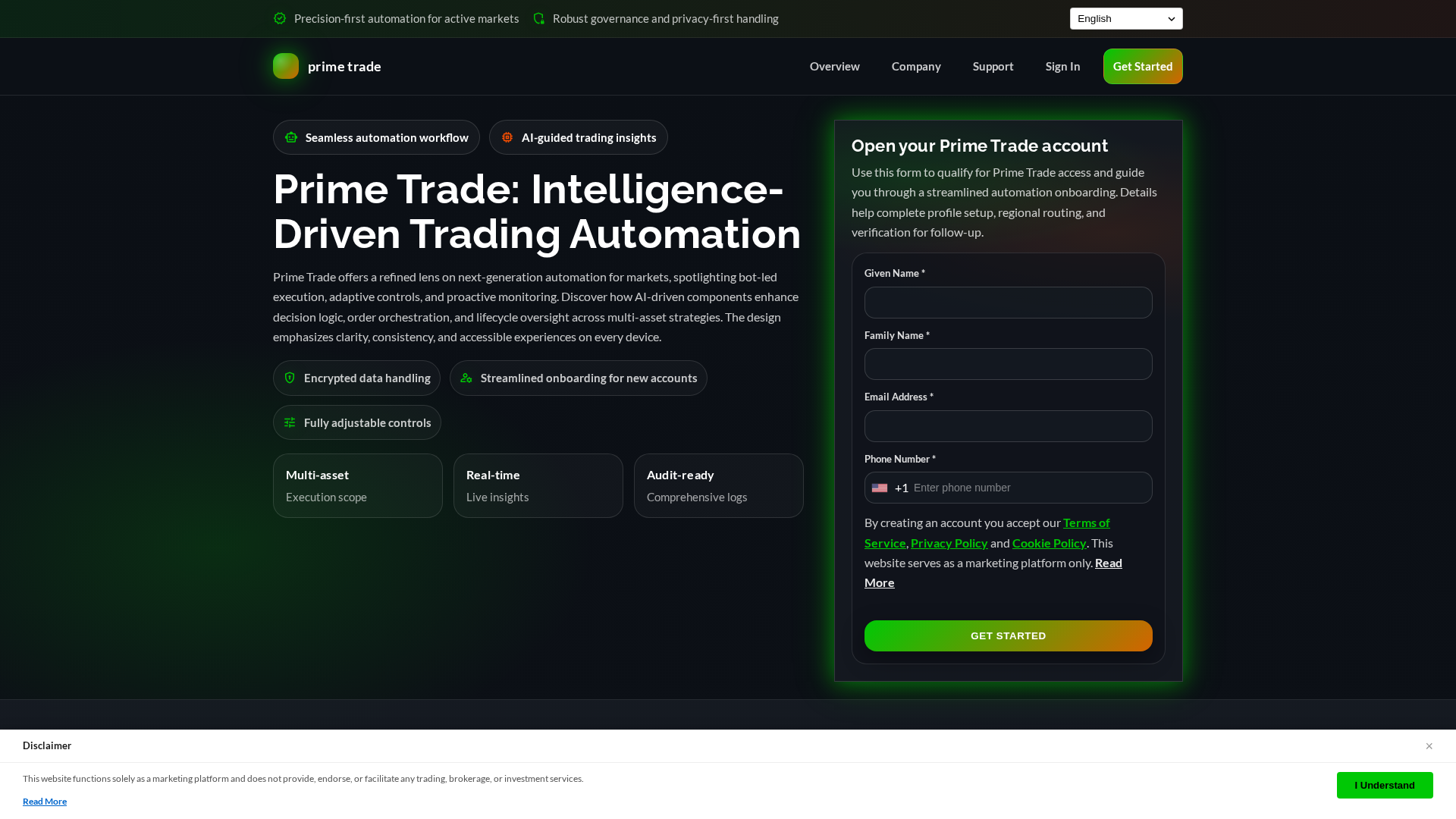 Screenshot of primetrade.digital