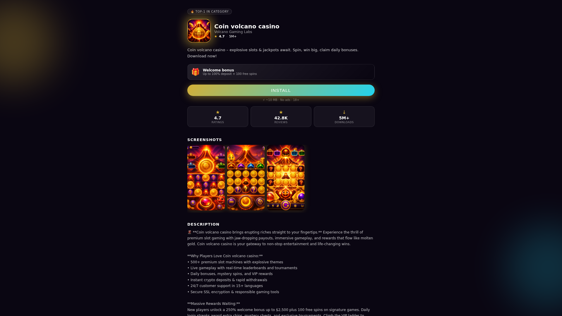Screenshot of coin-volcano-casino.co