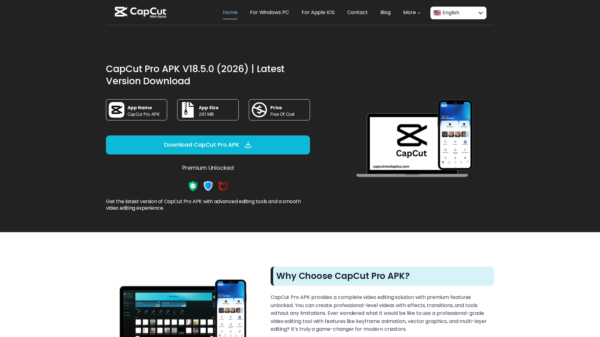 Screenshot of capcutmodapkss.com