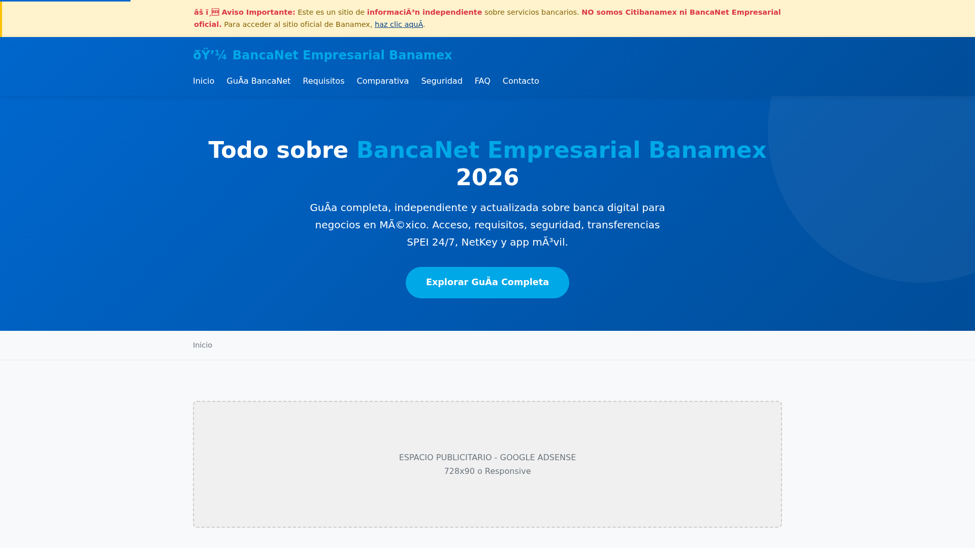 Screenshot of bancanetempresarialbanamex.com.mx