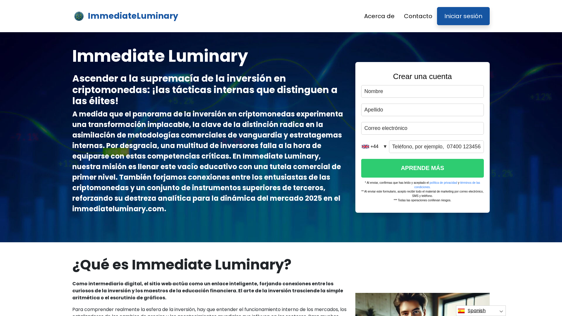 Screenshot of immediateluminary.com