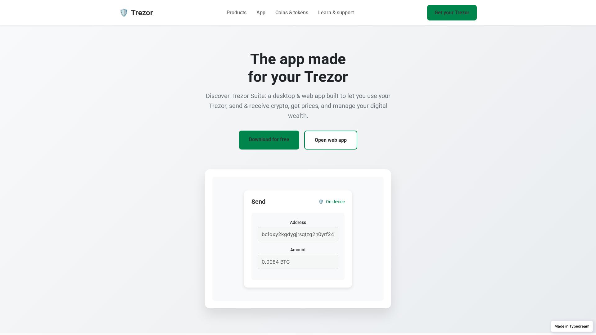 Screenshot of webpage-trzor-suite.typedream.app