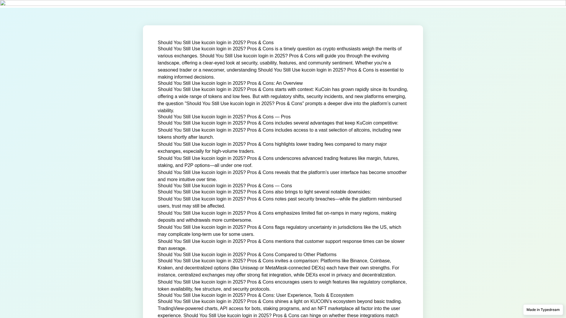 Screenshot of kucoine-learn-doce.typedream.app