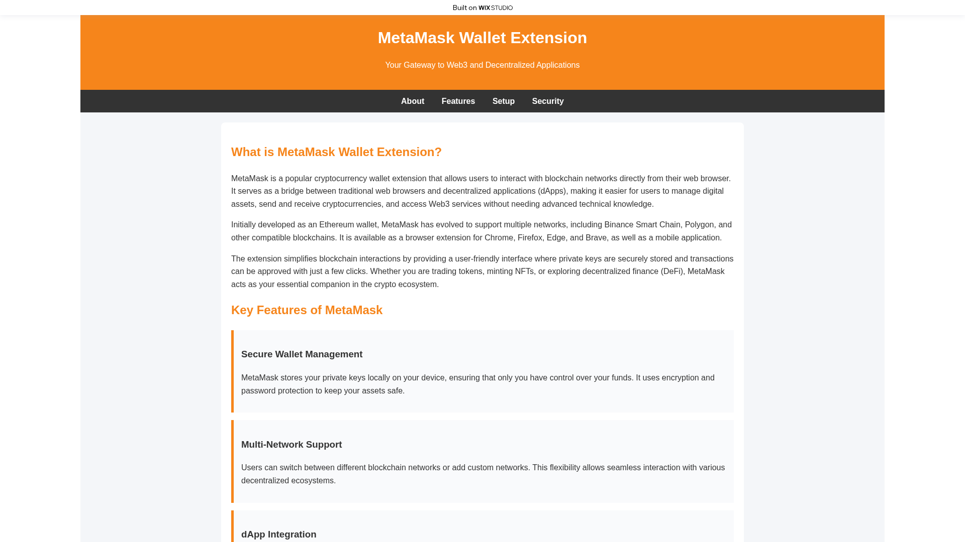 Screenshot of platform-metumask.wixstudio.com