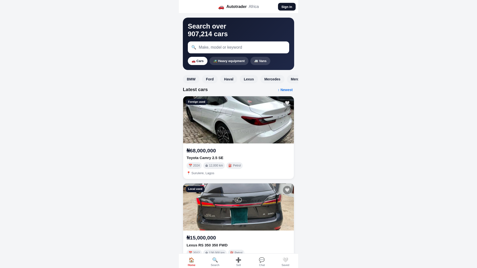 Screenshot of autotrader-africa.pages.dev
