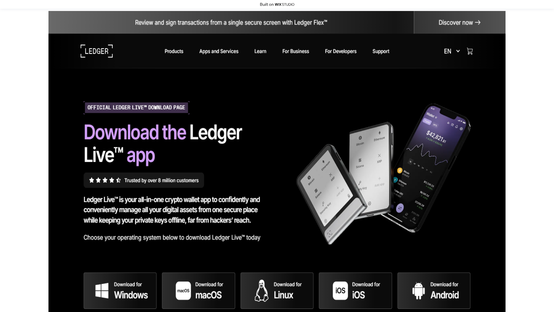 Screenshot of support-ledgrlive.wixstudio.com