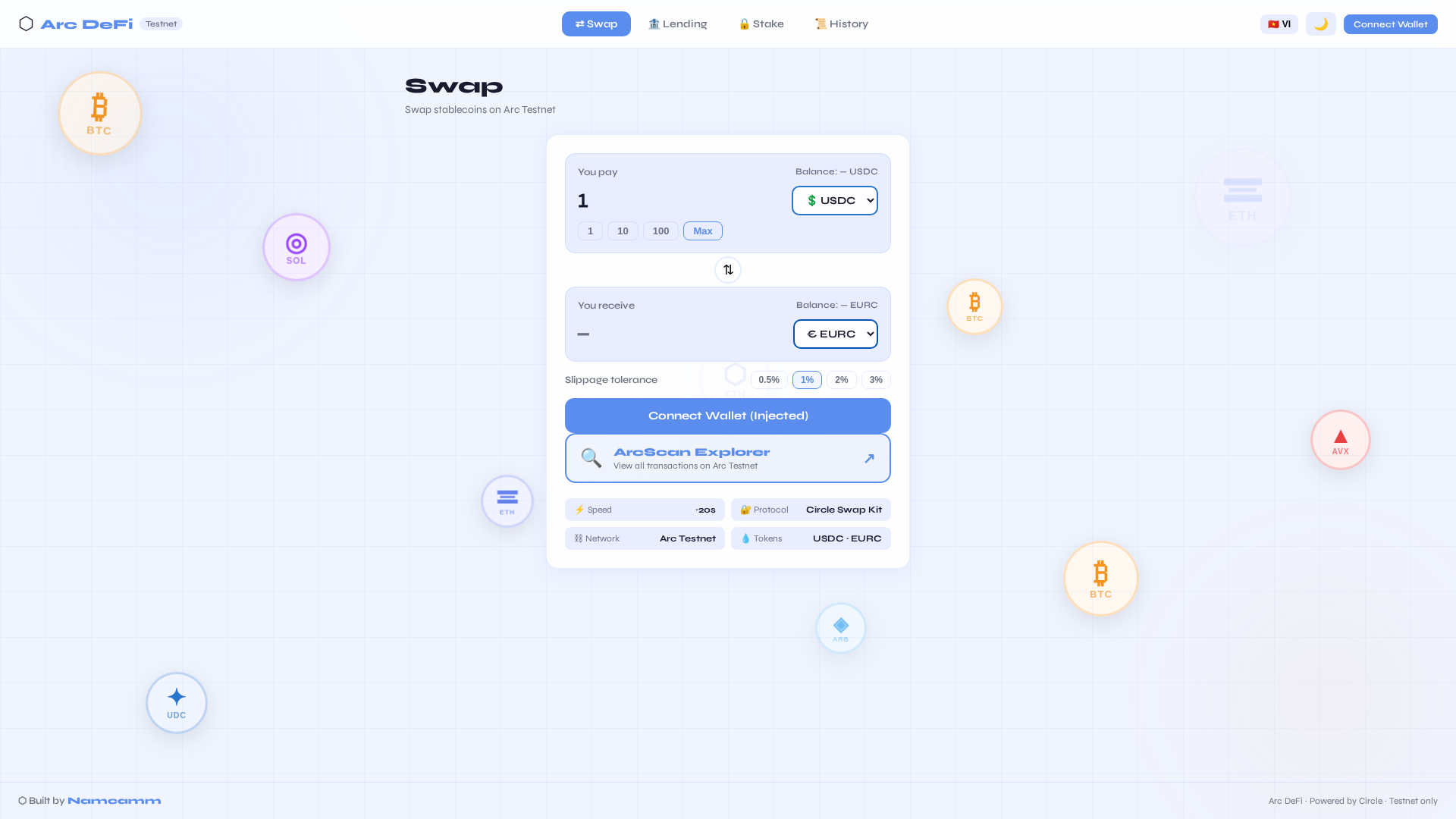 Screenshot of arc-defi.pages.dev