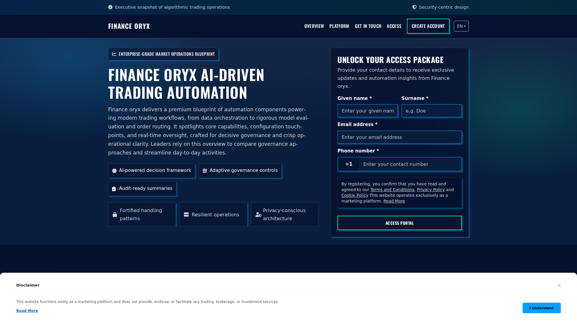 Screenshot of financeoryx.digital