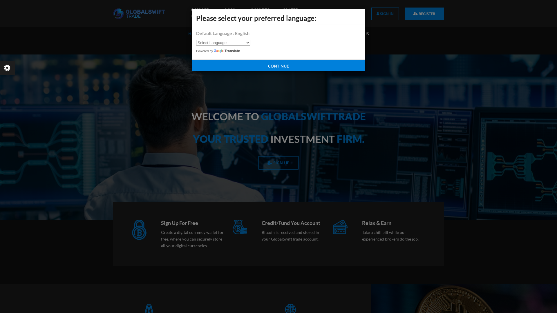 Screenshot of globalswifttrade.com
