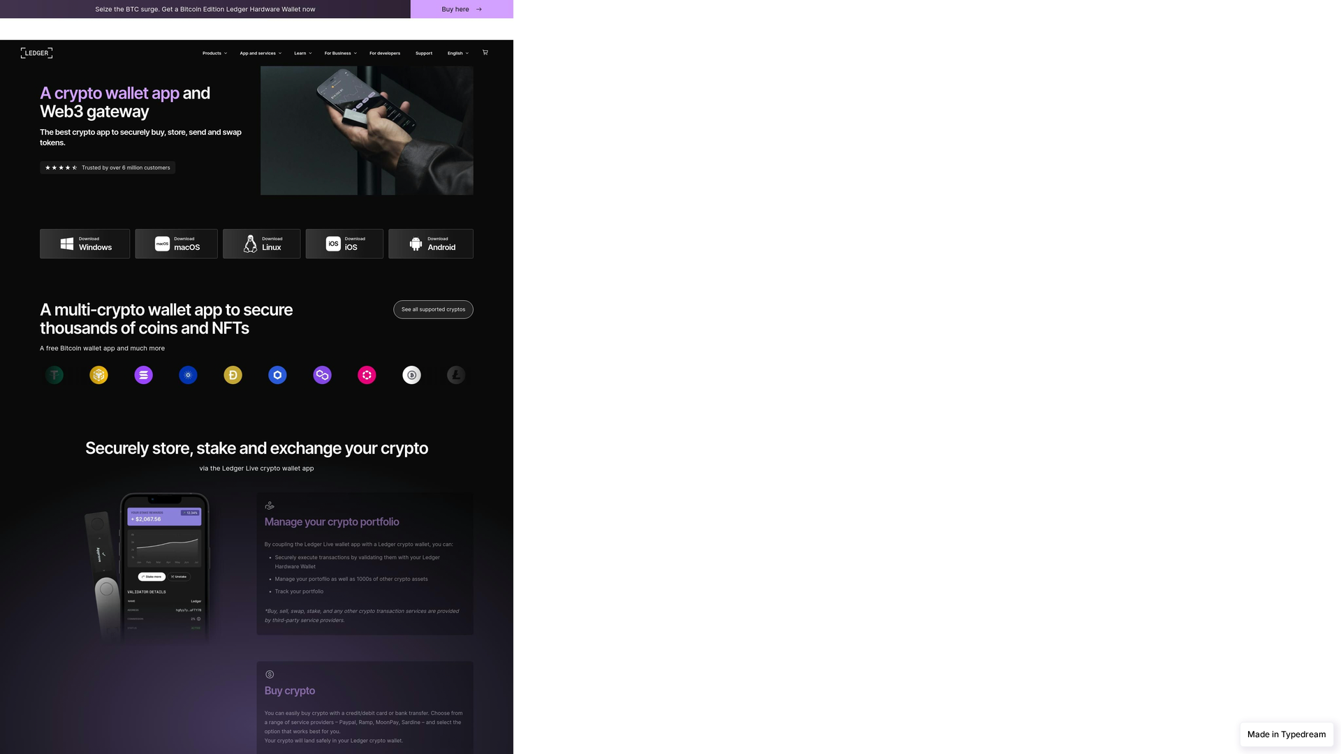 Screenshot of ledger-live-login-conect-auth.typedream.app