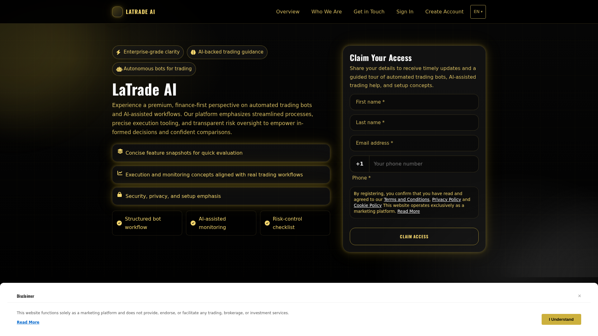 Screenshot of latradeai.click