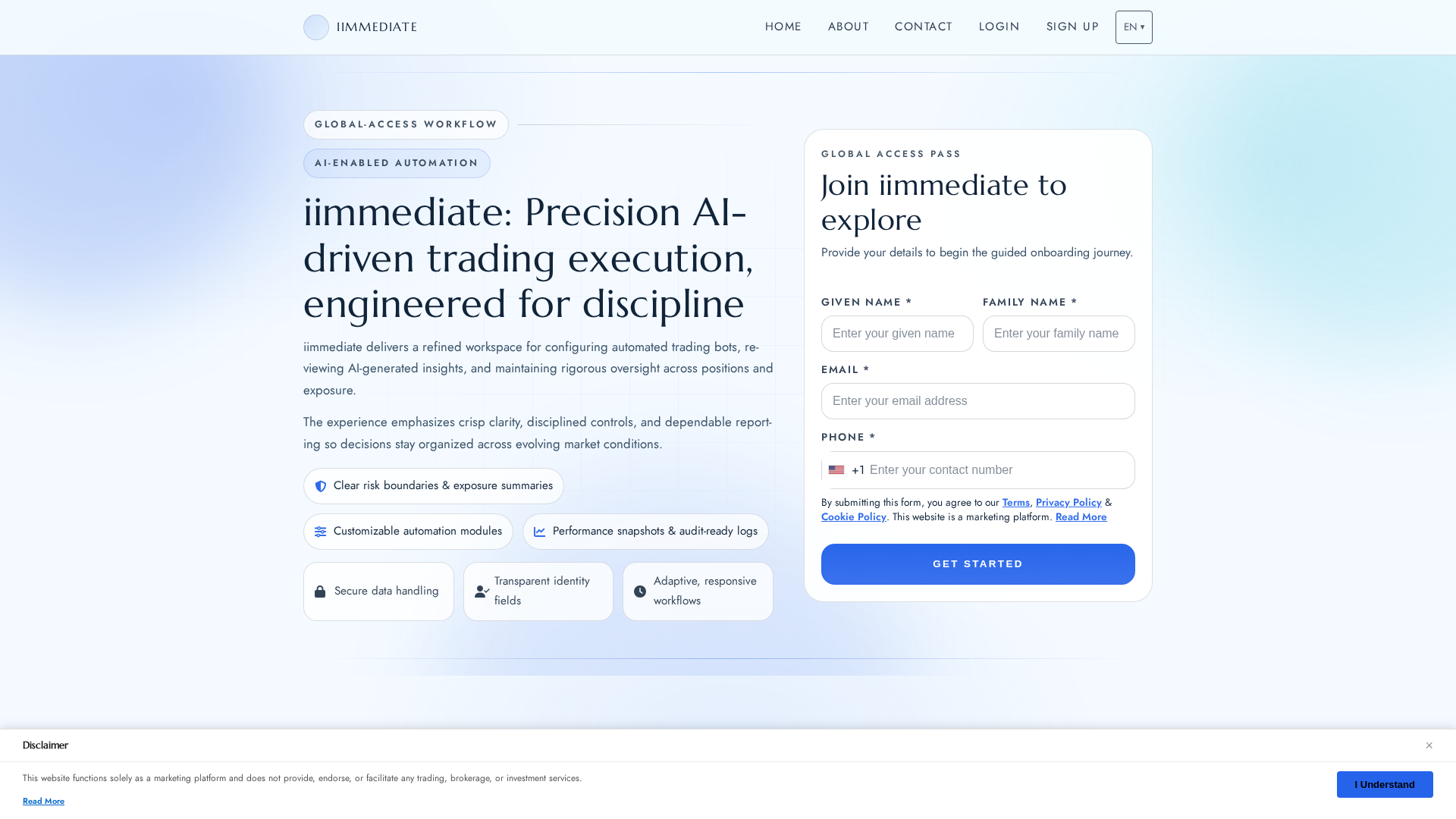 Screenshot of iimmediateplatform.com