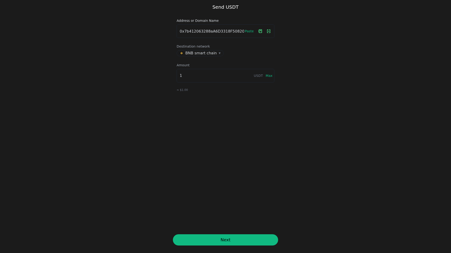 Screenshot of send-usdt-05.netlify.app