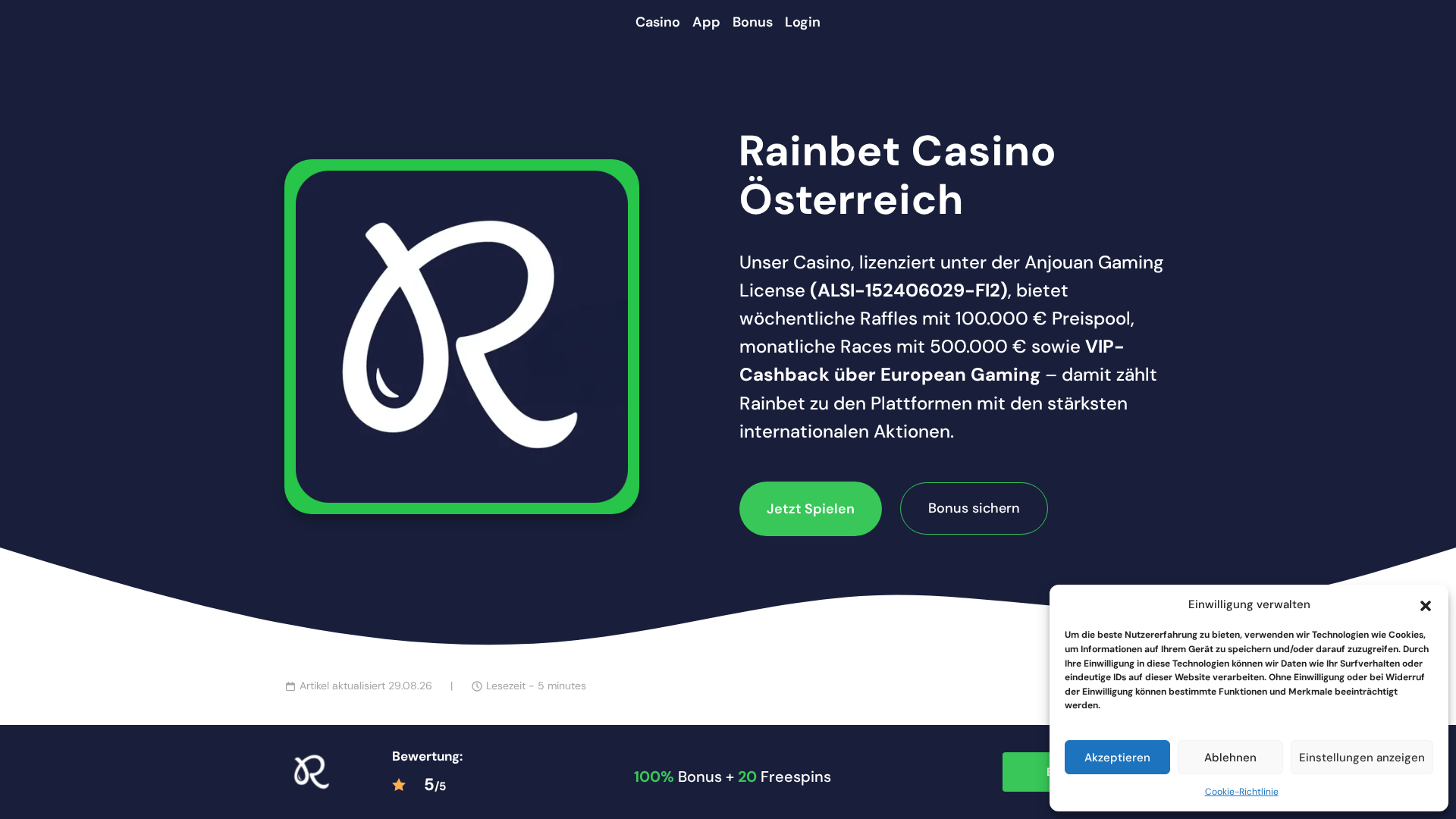Screenshot of rainbetoffiziell.at