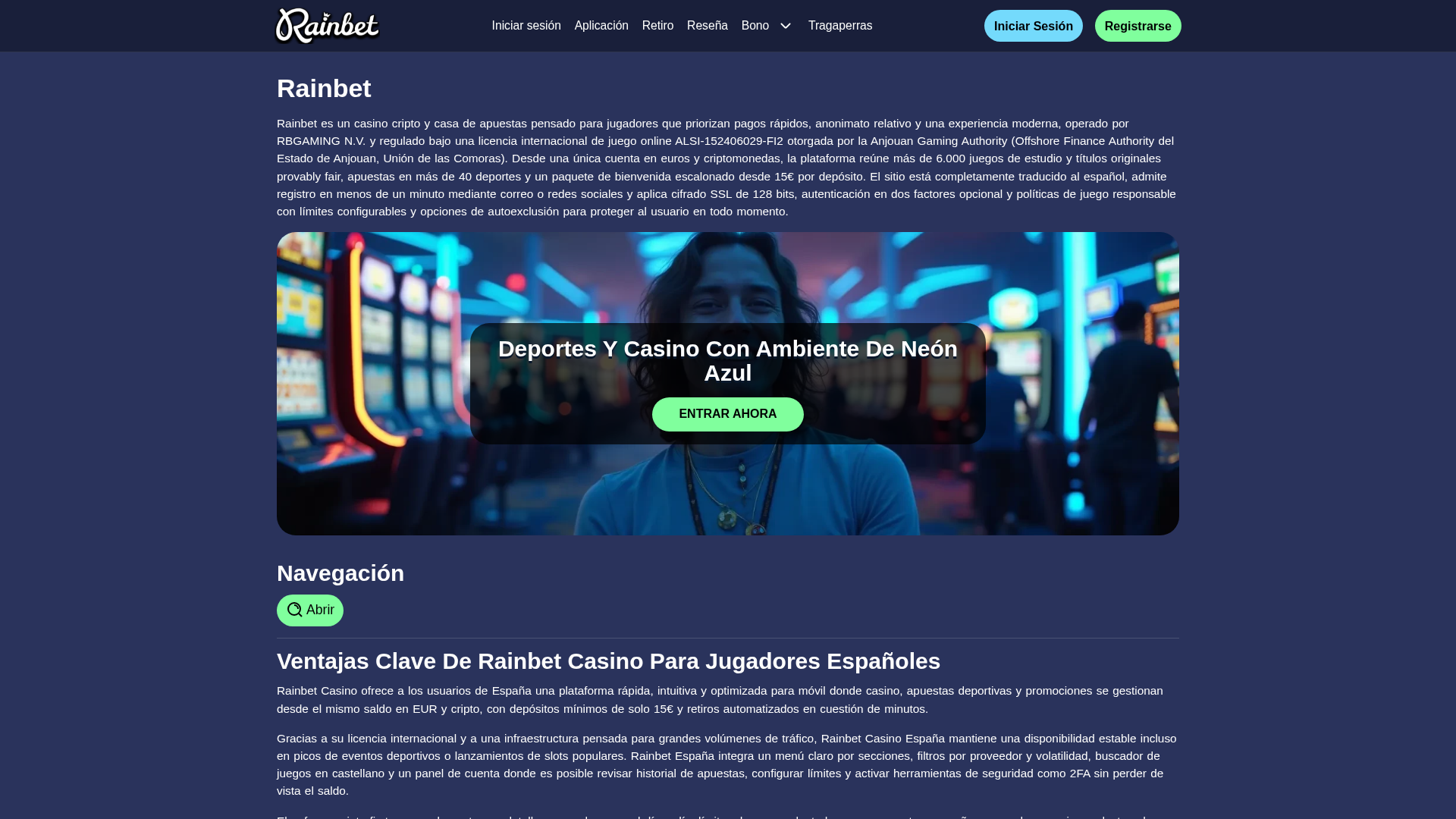 Screenshot of rainbetcasino.bet