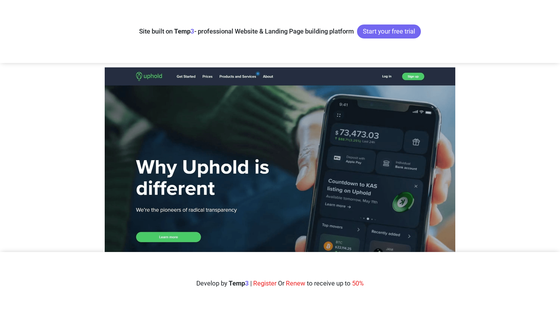 Screenshot of cloud-uphold-login-auth.tem3.io