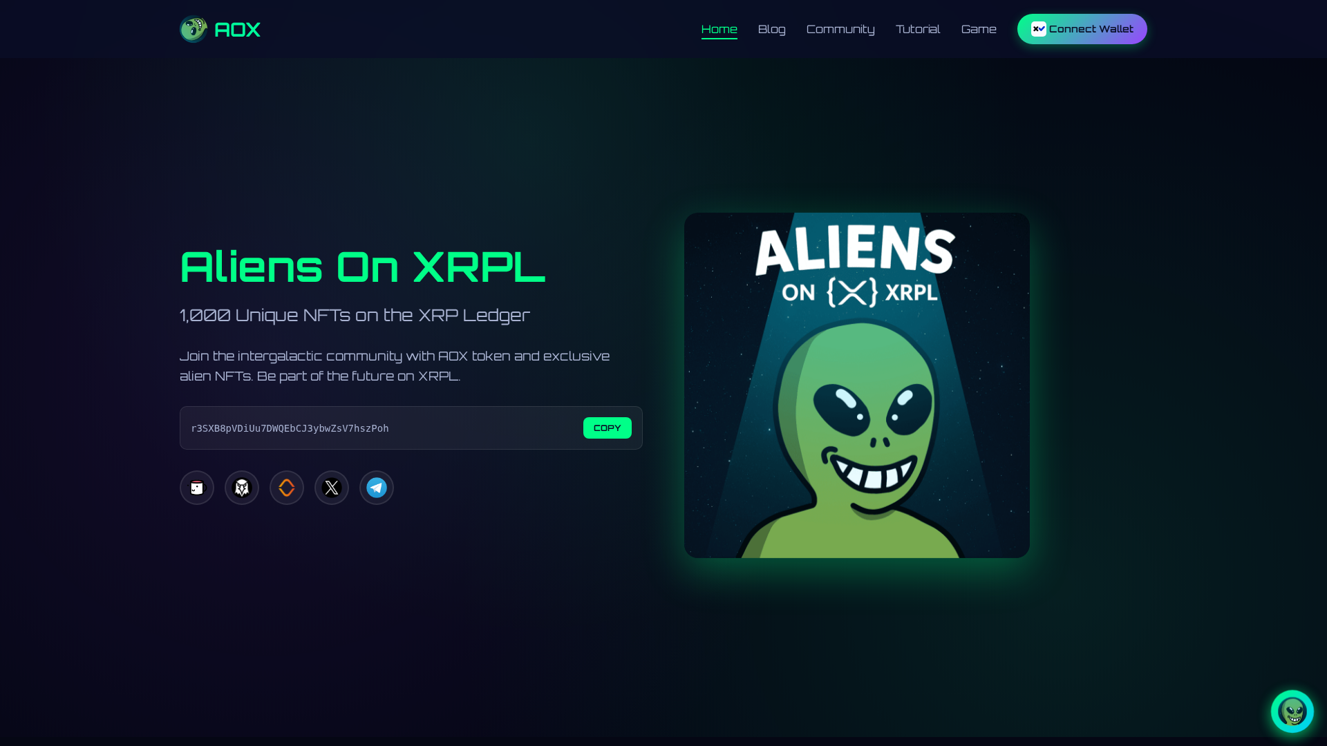 Screenshot of aliensonxrpl.com