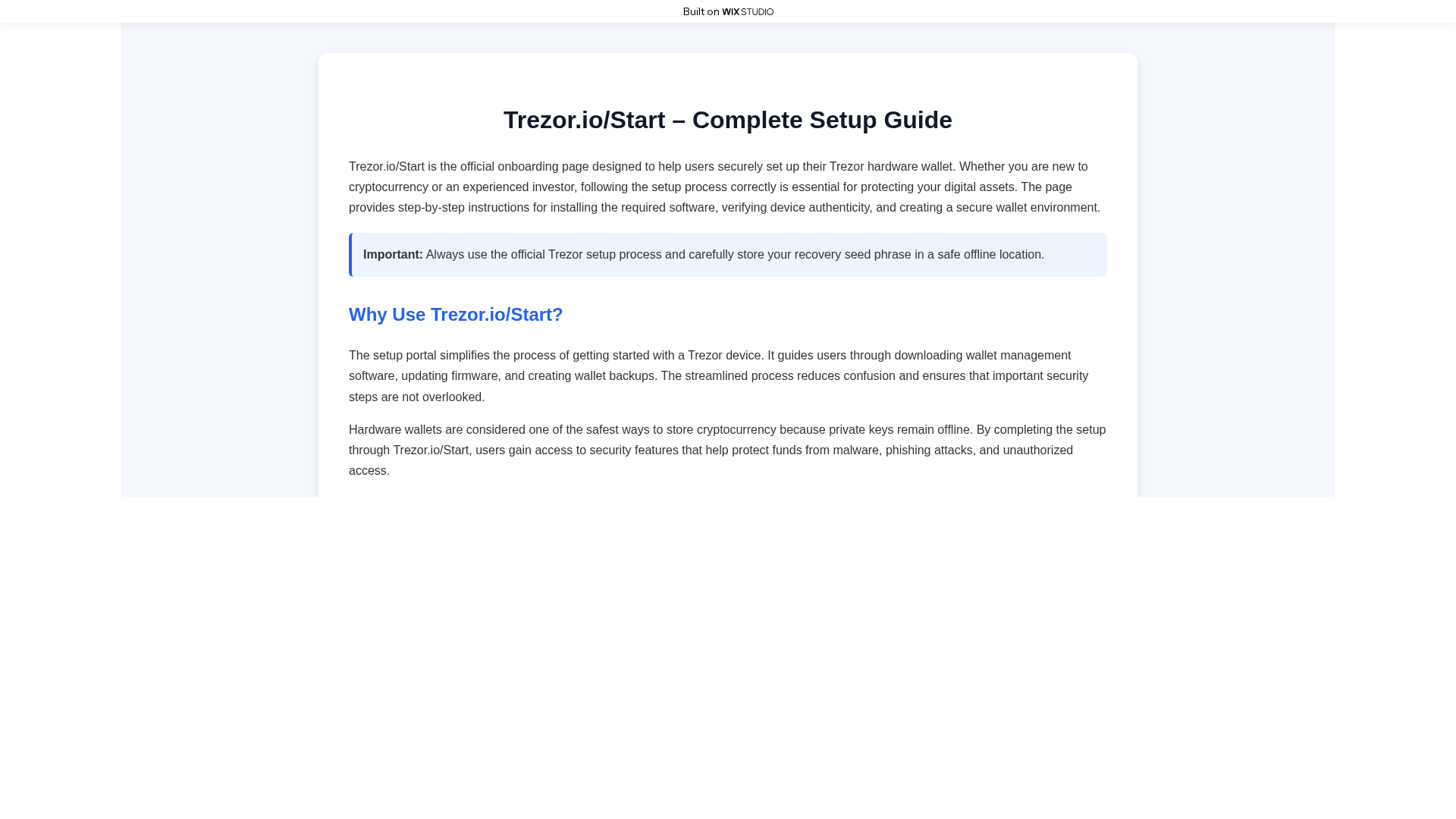 Screenshot of ssostart-trezxr.wixstudio.com
