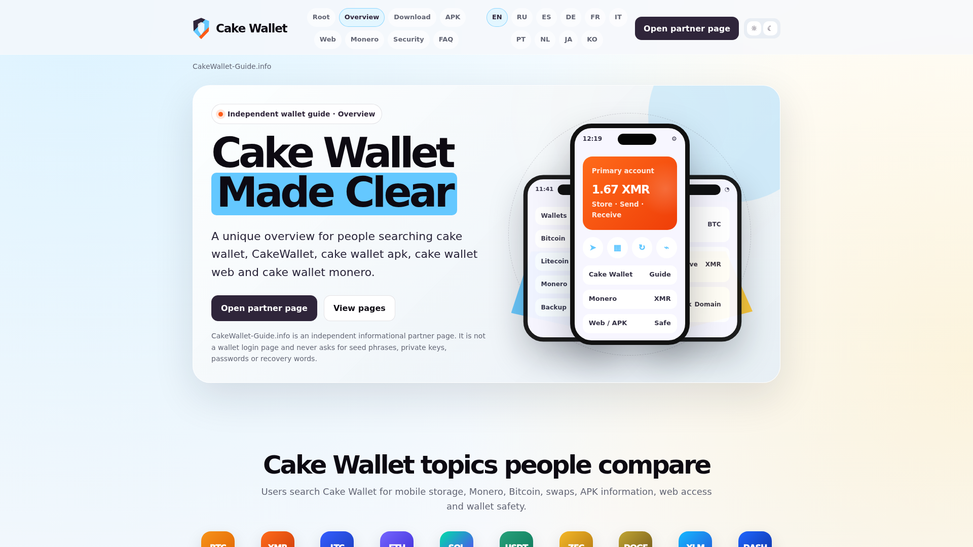 Screenshot of cakewallet-guide.info