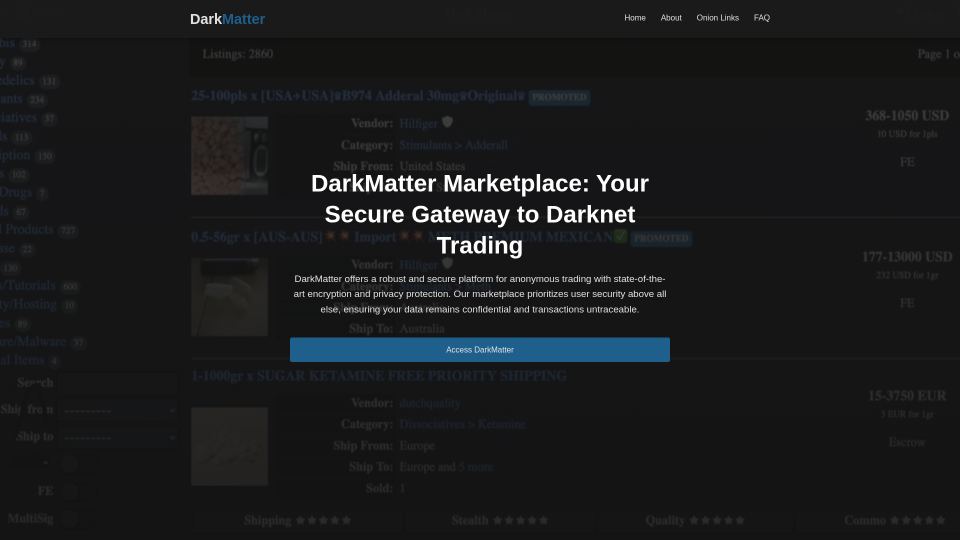 Screenshot of darkmatter-onion-url.cc