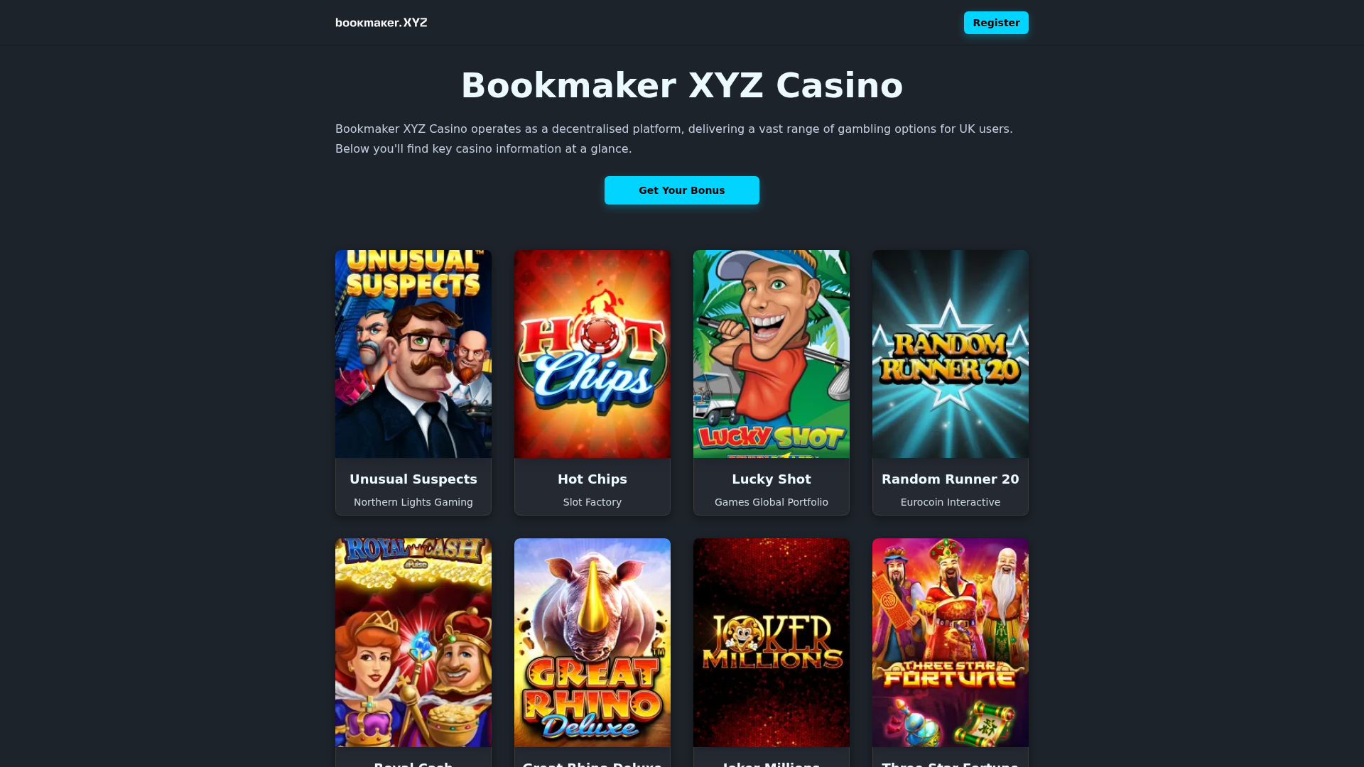 Screenshot of bookmakerxyz.com