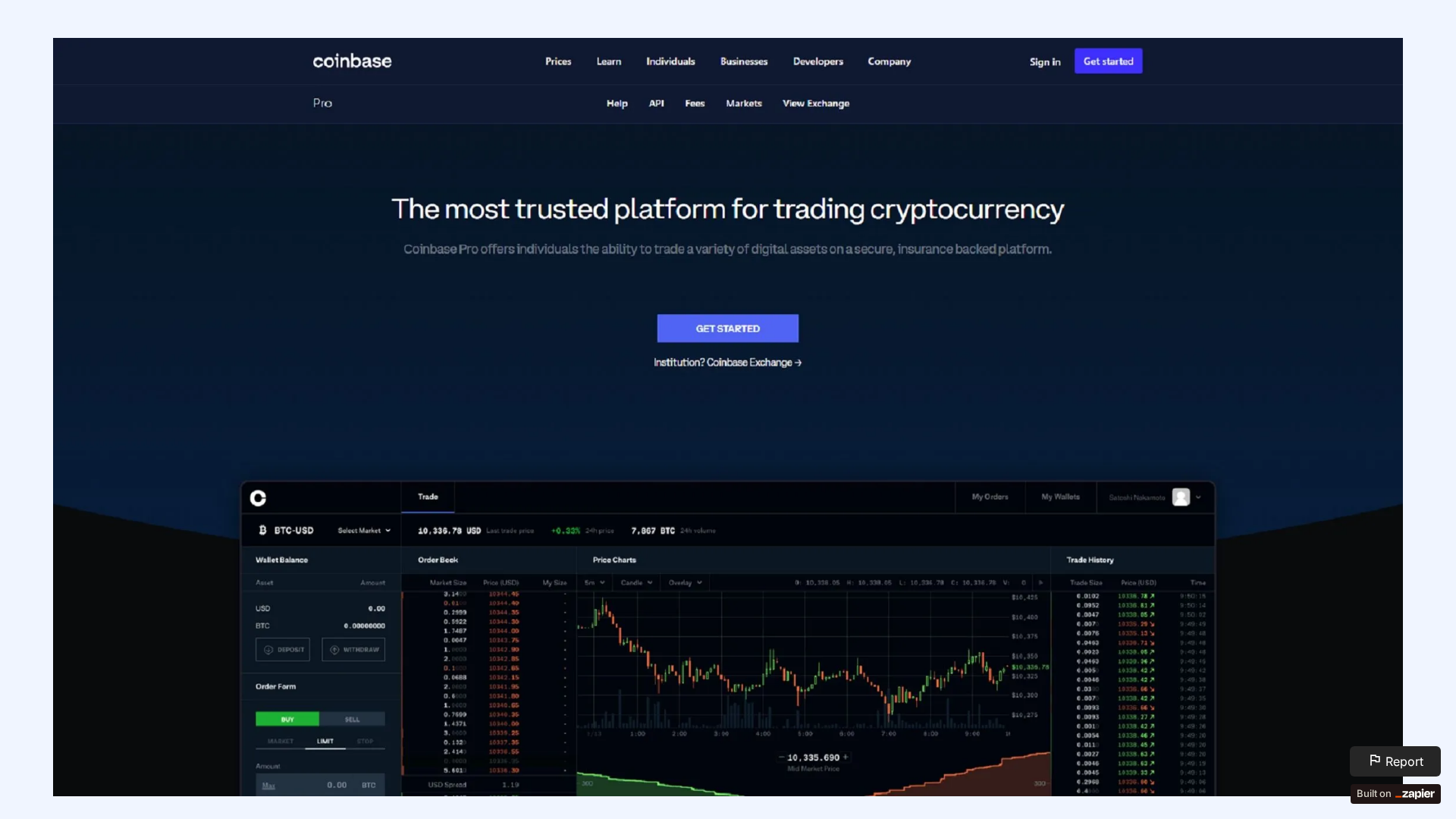 Screenshot of faq-coinpro-home.zapier.app